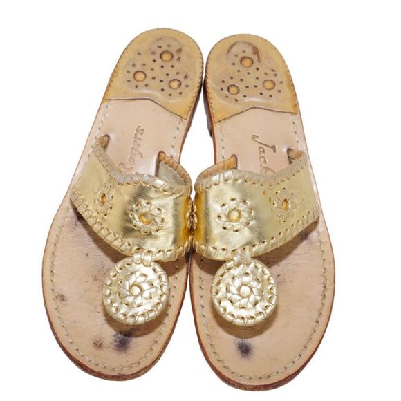 Jack Rogers Gold Navajo Thong Sandals, Size 6 - Picture 1 of 11